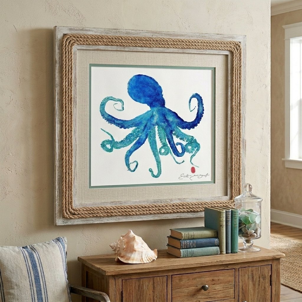 Blue Octopus 16"x16" view 3